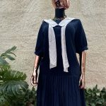 Blue-Black Pleated Dress