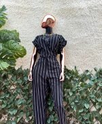 Black Striped Boohoo Jumpsuit - Image 2