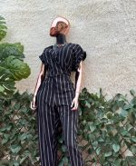 Black Striped Boohoo Jumpsuit