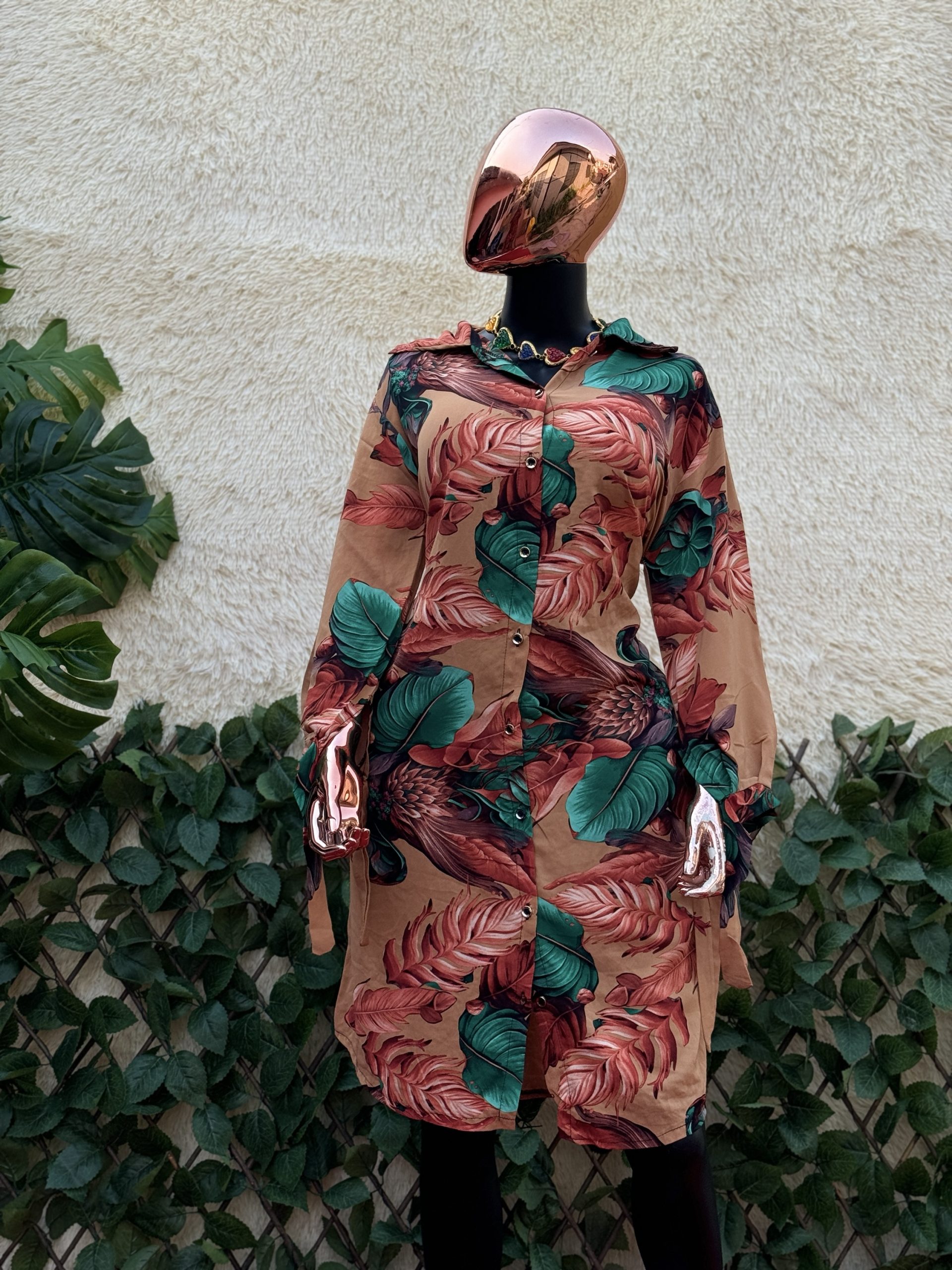 img_4345 Leaf Pattern Shift Dress - Image 1
