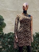 One-Hand Leopard Print Bodycon Dress - Image 2