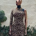 One-Hand Leopard Print Bodycon Dress