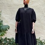 Black Ruffled Smock Dress