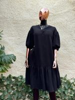 Black Ruffled Smock Dress