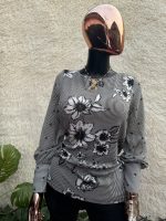 Striped Floral Print Blouse - Image 3
