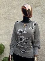 Striped Floral Print Blouse - Image 2